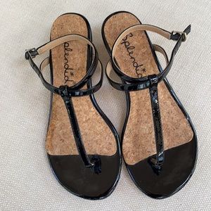 Splendid Black Patent Ankle Strap Sandal